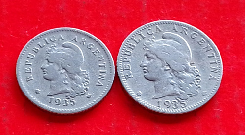 Monedas De Cupro Niquel. 2 Dos   Año 1935.  10 Y 20 Centavos