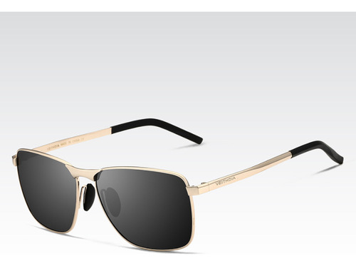 Montura Dorada Con Lentes Grises Sin Logotipo Para Hombre Po