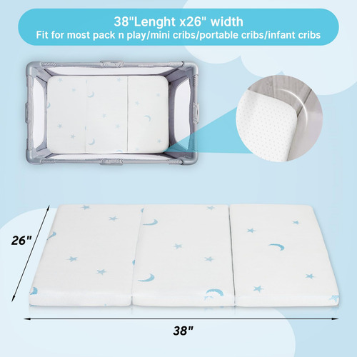 Pankers Colchón Portátil Triple Pliegue 96 X 66 Cm Mmg