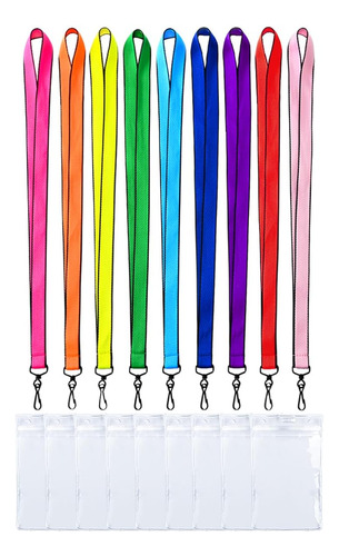 9 Pcs Lanyard Porta Tarjetas De Identificación Imperme...