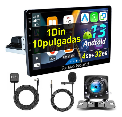 Autoestéreo 1 Din 4+32g Pantalla Táctil 10 Pulgadas Gps Bt Negro