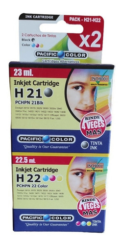 Imagen 2 de 2 de Pack Tinta Hp 21 Y 22 Xl Deskjet 3910 3920 Officejet 5610