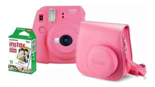 Kit Câmera Fujifilm Mini 9 Rosa + Bolsa + Filme De 10 Poses