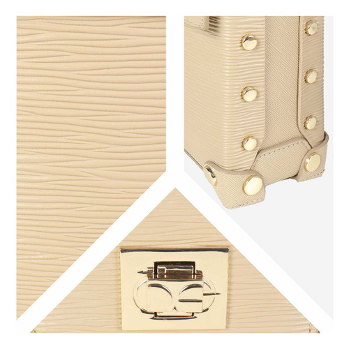Bolsa Briefcase Cloe Para Mujer Charol Con Broche Giratorio Color Beige