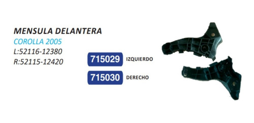 Mensulas Parachoques Delantero Toyota Corolla 2005 Par