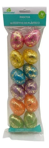12 Huevos Colores Jaspeados Dorados Pascua Para Rellenar