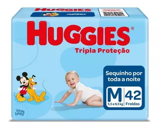 Fraldas descartáveis infantis com 42 unidades tripla proteção tamanho M Huggies