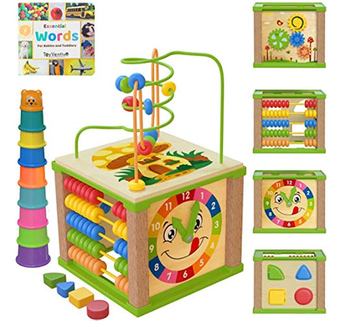 Toyventive Cubo De Madera Para Actividades Para Bebés Para N