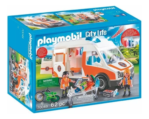 Playmobil Linea Rescate - Ambulancia Con Luces - 70049