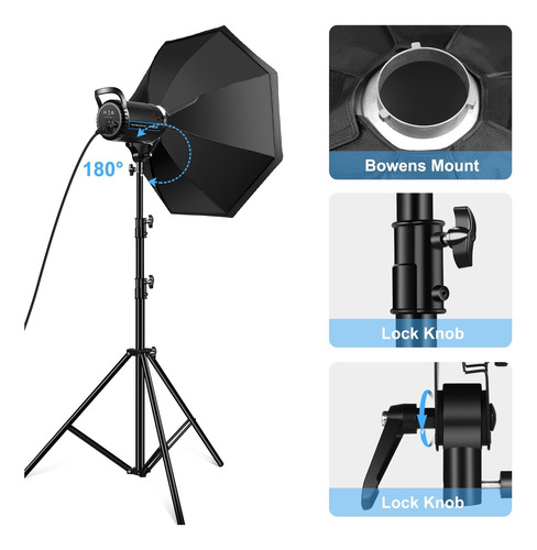 Imagen 3 de 10 de Luz De Video 100w Softbox Octogonal 95 Cm Cri 97