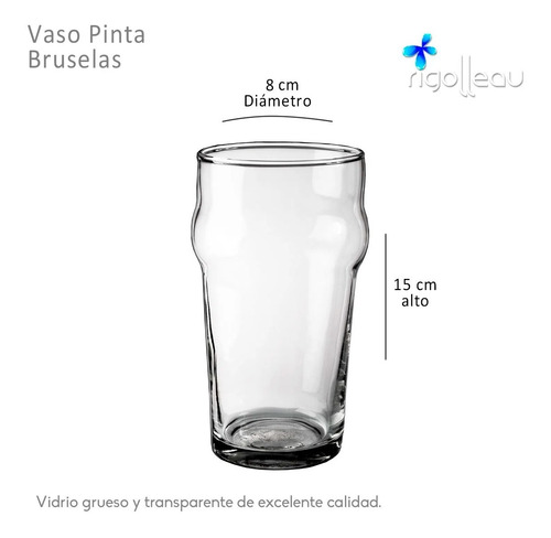 Imagen 3 de 10 de Vaso Pinta De Vidrio Rigollaeu Bruselas 560 Ml X12 Cuotas