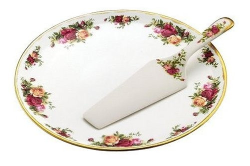 Royal Albert Old Country Roses Plato De Pastel Con Servidor