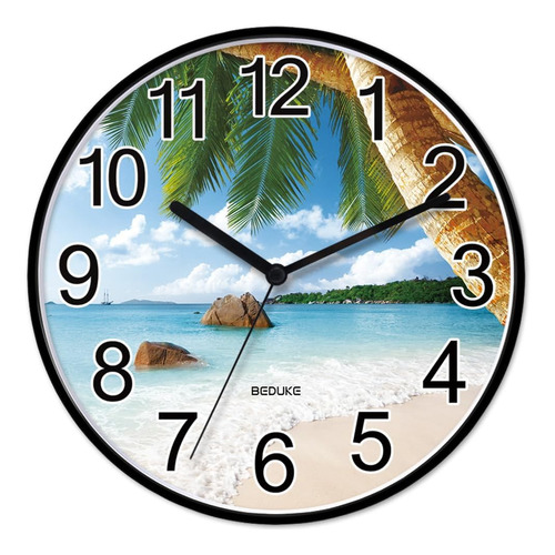 Reloj De Pared Sin Tictac, Gran Número, Costero, Playa, Func