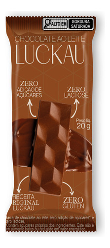 Display Barra Chocolate Ao Leite 12 Unid De 20g - Luckau