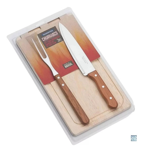 Imagem 4 de 7 de Kit Churrasco Tábua Garfo Faca Afiador