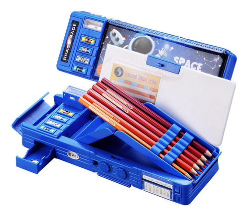 Cartuchera Mecanica Con Botones Clave Azul Space