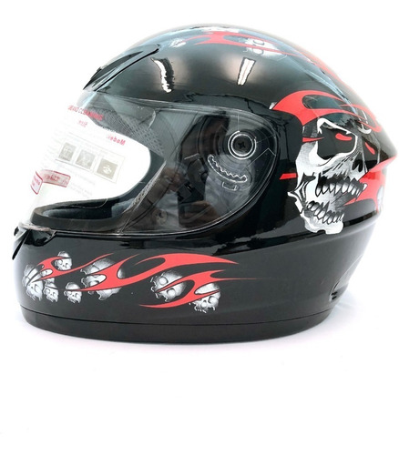 Casco Moto Cerrado Con Visera Diseño Calavera / Piraña