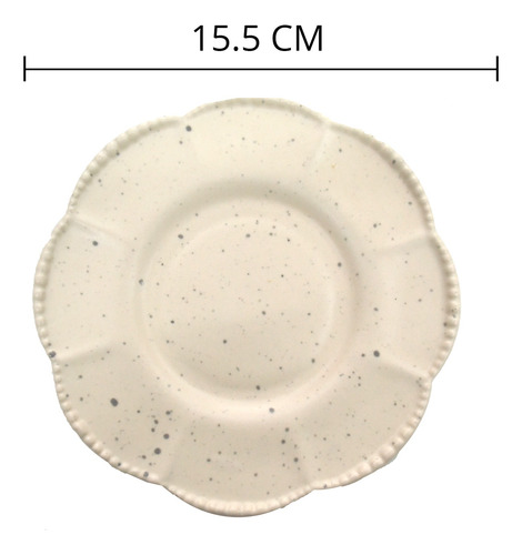 Plato Cerámica Flor Opaco Crema Relieve Café Té Pl Deco