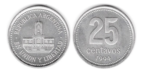 Moneda Argentina 25 Centavos 1994 Magnetica Palermo