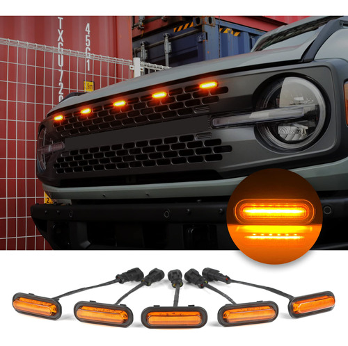 5 Luz Led Delantera Para Parrilla Ford Bronco Accesorio 2021