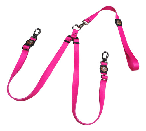 Coleira Guia Dupla Para Cachorro Regulavel Resistente Cor Rosa M