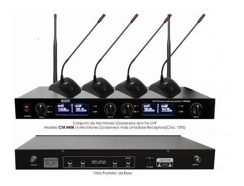 Sistema 12 Microfones Csr Gooseneck Sem Fio 840-b Preto 840b