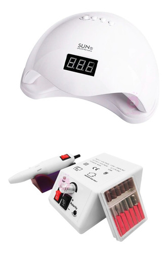 Kit Manicure Cabine Led Uv 48w Lixadeira Elétrica Gel