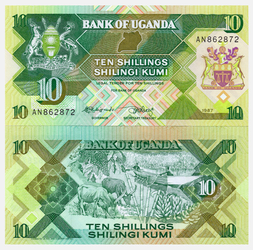 Uganda - 10 Chelines - Año 1987
