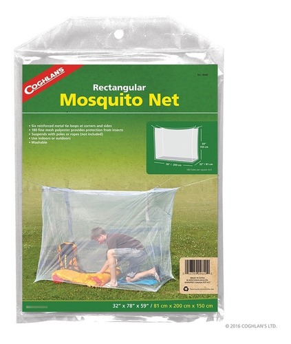 Red Mosquitero Rectangular Coghlan´s Mosquito Net Sgl White