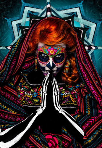 Cuadro Decorativo La Visita De La Catrina 100x70 Cm/ Tela