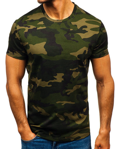 Playera De Manga Corta Con Estampado Digital De Camuflaje Y