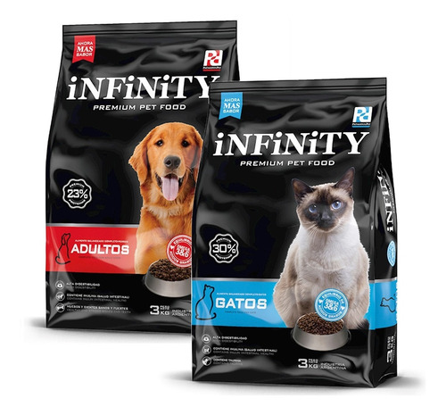 Perros Adultos Infinity Premium 3 Kgs + Alimento Gatos 3 Kgs