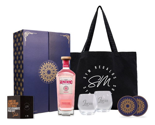 Kit Regalo Gin Heredero Pink Vasos Personalizados Estuche
