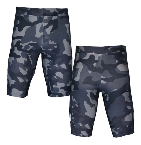 Bermuda Corrida Run Masc Camuflado Preto Com Bolso Lateral