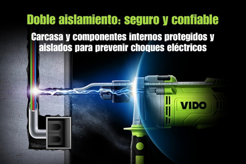 Imagen 4 de 9 de Taladro Eléctrico Percutor Vido 1050w
