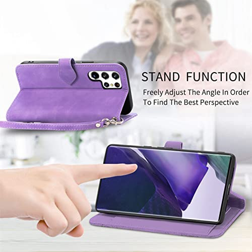Funda Cartera Para Galaxy S22 Ultra 5g Morado Leather-022