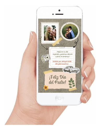 Tarjeta Digital Animada Dia Del Padre Personalizada Whatsapp Gris Oscuro