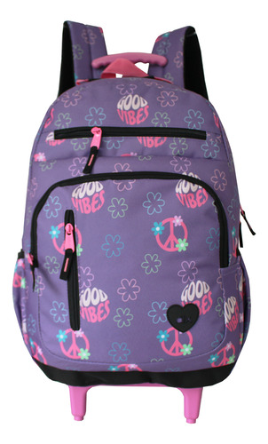 Mochila Escolar De Rodinhas Unicórnio Dl1592 Denlex Feminina