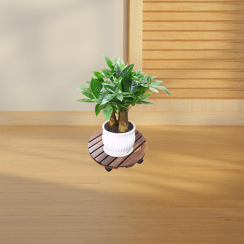 Macetero De Madera Con Ruedas, Soporte 25 Centímetros