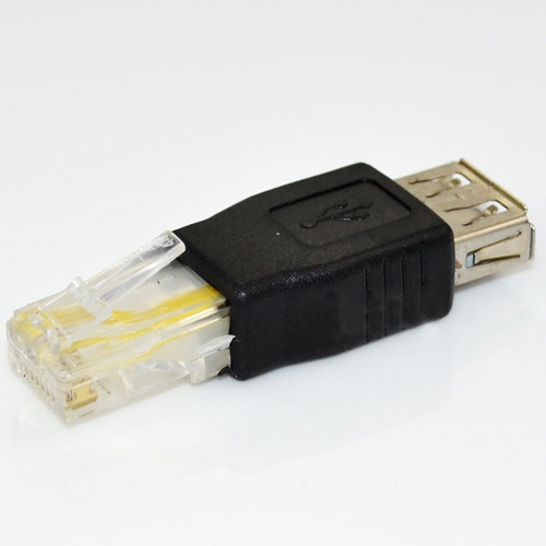 3pcs Negro Usb Hembra A Ethernet Rj45 Macho Conector Enrutad