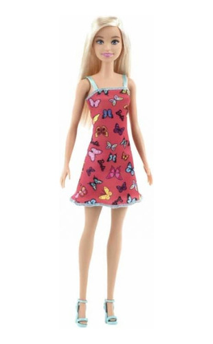 Barbie Rubia Con Vestido De Mariposas Rosa