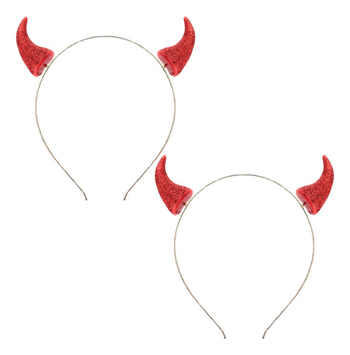 2 Pcs Halloween Devil Horns Headband Red Demon Vampire Tars