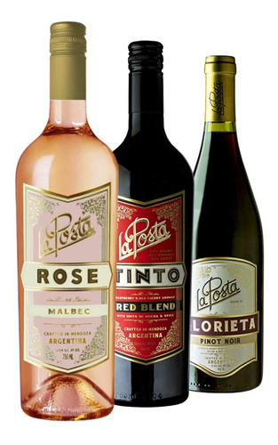 Vino La Posta Rose + Tinto + Glorieta - Combo X 3 X 750ml.