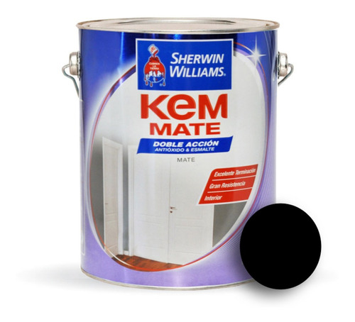 Kem Esmalte Sintetico Negro Mate 4 Lts Sherwin Prestigio