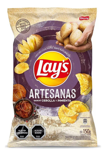 Papas Fritas Lays Artesanas Cebolla Pimienta 150 G