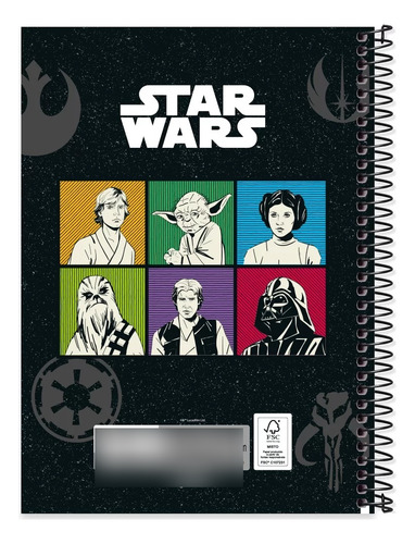 Caderno Universitario Capa Dura 1 Materia Star Wars 80fls