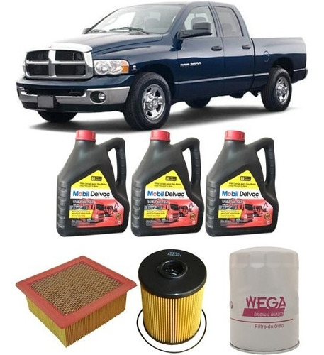 Kit Troca Óleo Mobil 15w40 Para Dodge Ram 2500 5.9 05 Até 06