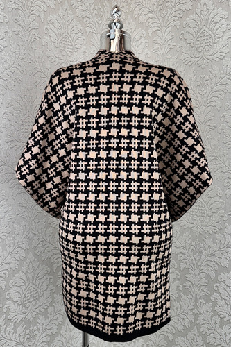 Poncho Capa Chal Tejido Stretch Pata De Gallo Elegante Maxi