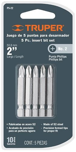 Puntas Destor.phill.nº2 50mm Truper P5-22   X Bl De 5 Pzas