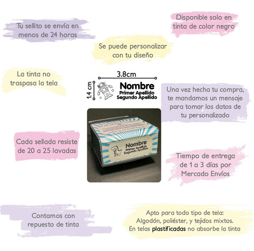 Imagen 2 de 7 de Sello Para Ropa Personalizado Para Marcar Prendas Y Objetos